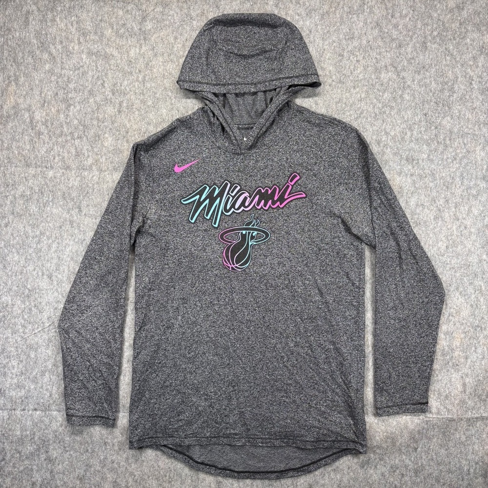 Nike Miami Heat City Edition Hoodie Sweatshirt Men's Medium Gray Stretch NFL